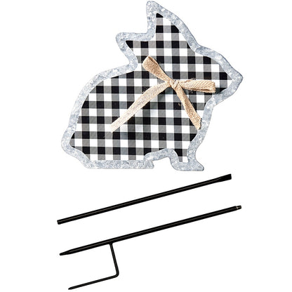 Galvanized Gingham Bunny Stake