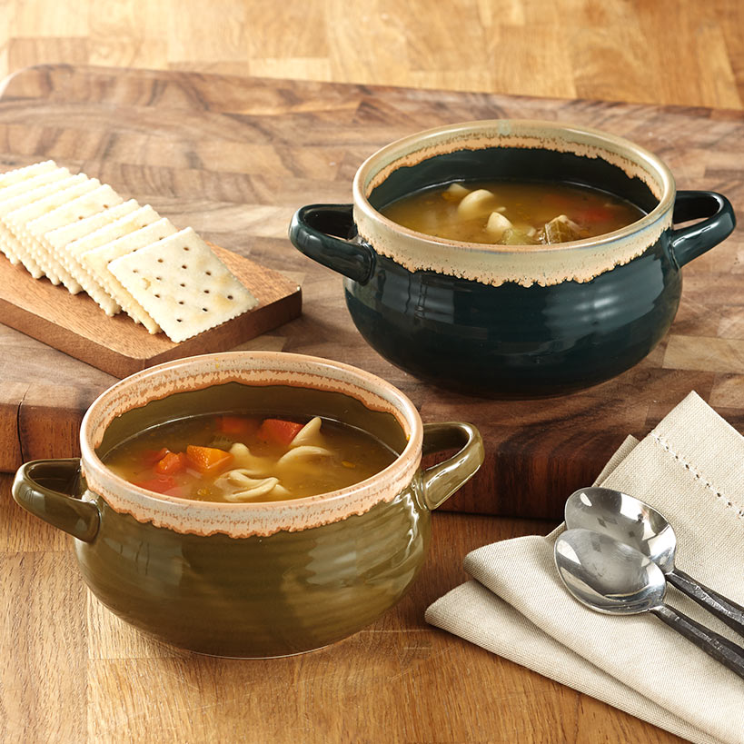 Stoneware Soup or Chili Bowls - Set of 2#select-set_blue/green