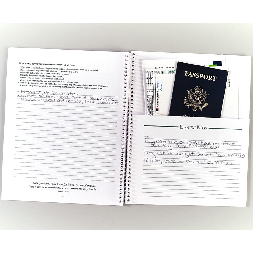 Grab and Go Essential Information Organizer, Be Prepared for the Unexpected