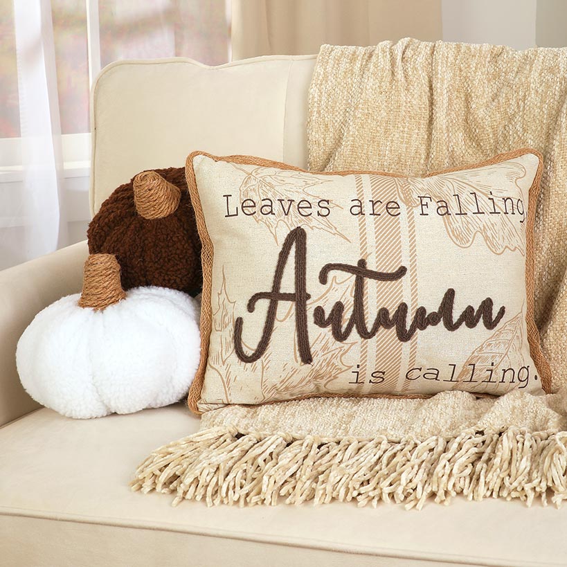 Sherpa Pumpkin-Shaped or Embroidered Autumn Accent Pillow
