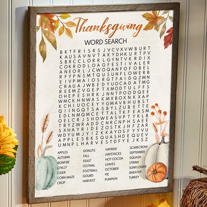 Thanksgiving Word Search Wall Art