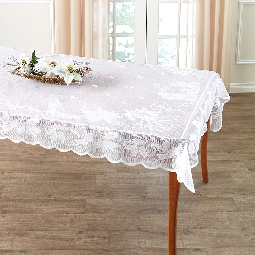 Silent Night Lace Christmas Tablecloth