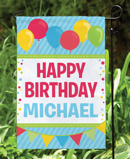 Personalized Happy Birthday Garden Flag or Banner