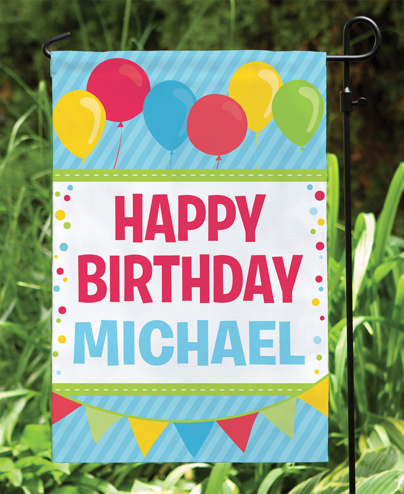 Personalized Happy Birthday Garden Flag or Banner