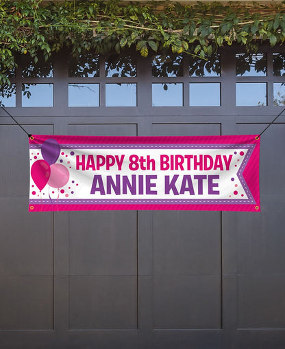 Personalized Happy Birthday Garden Flag or Banner