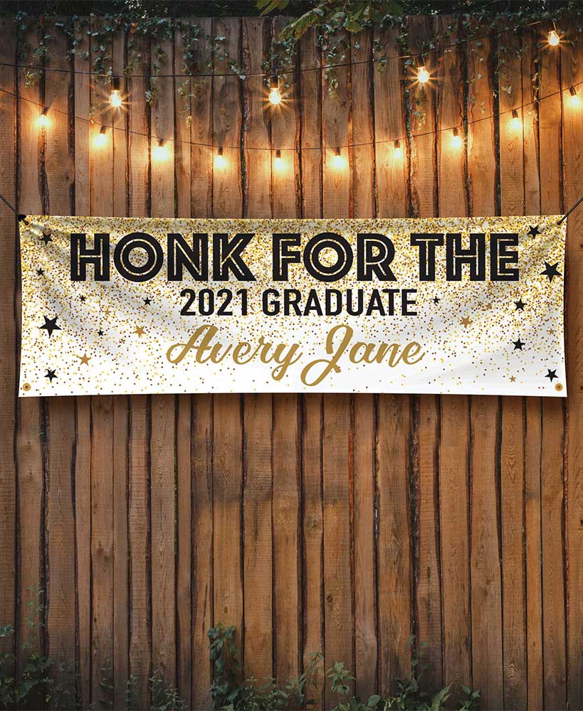 Personalized Honk for Grad Garden Flag or Banner