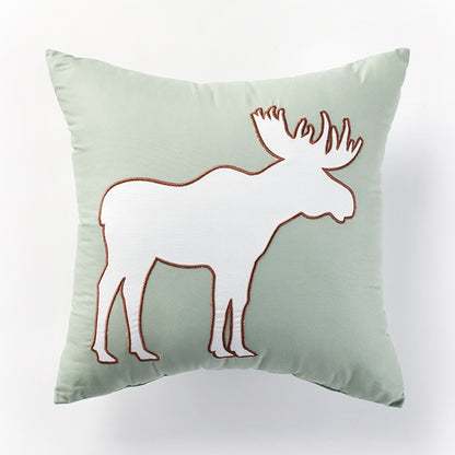 Accent Pillow with White Moose Icon