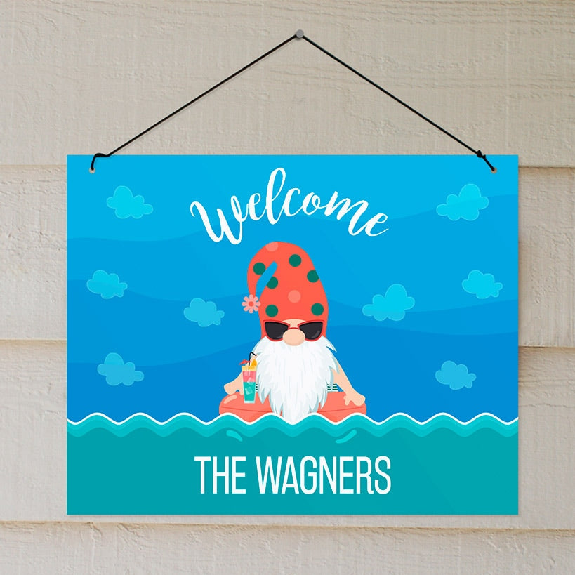 Personalized Summer Gnome Outdoor Flag or Wall Hanging