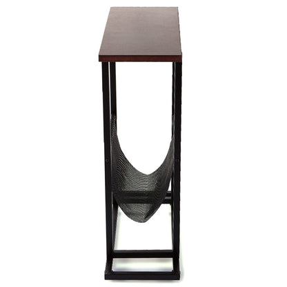 Industrial Side Table with Magazine Pouch