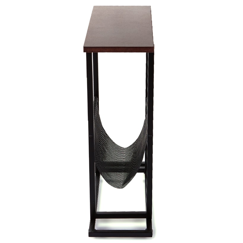 Industrial Side Table with Magazine Pouch