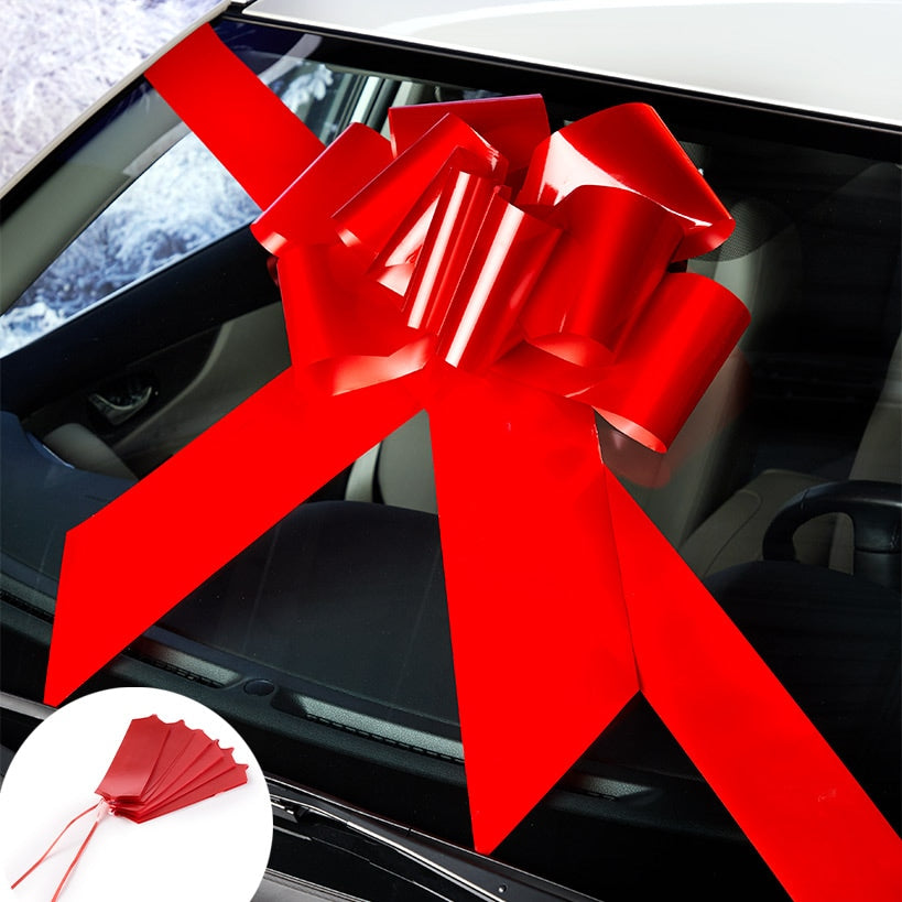 Oversized Holiday Red Ribbon Bow