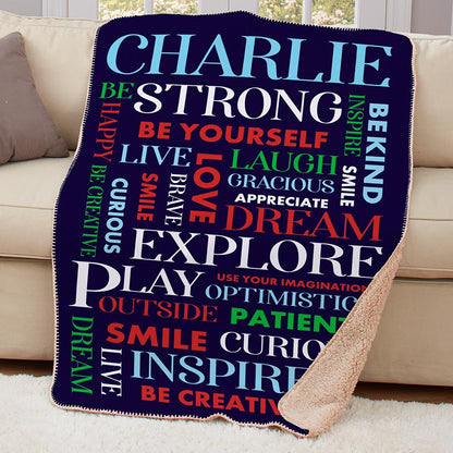 Personalized Kids' Inspirational Sherpa Throws or Pillows