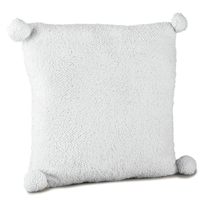 Pom-Pom Sherpa Gray Throw Pillow