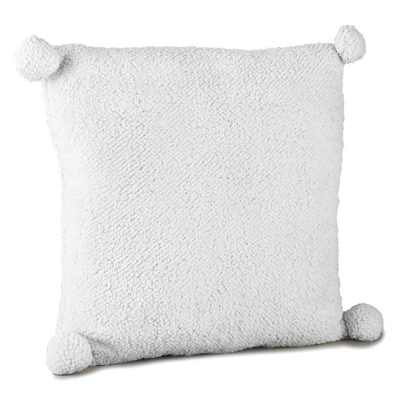 Pom-Pom Sherpa Gray Throw Pillow