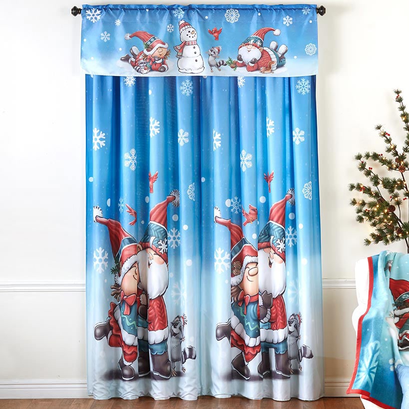Petunia and Gnorme Winter Fun Gnome Panel or Valance