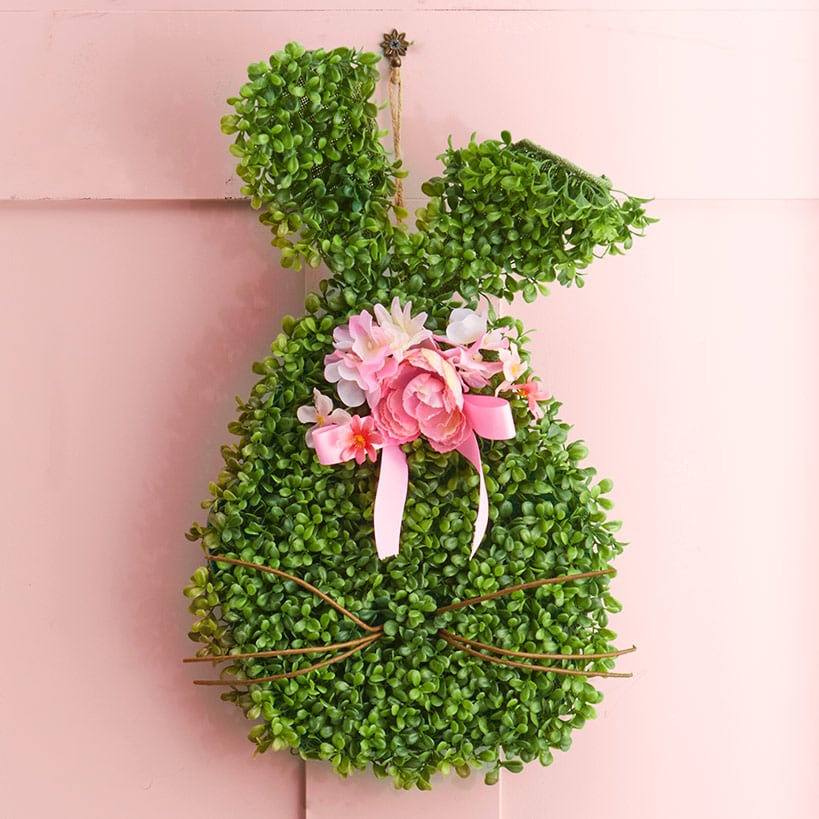 Faux Boxwood Bunny Door Hanger