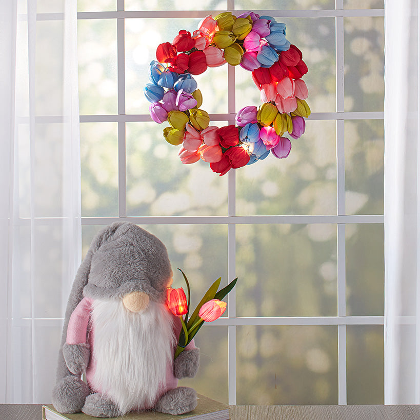 Spring Gnome with Tulips