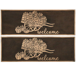 Welcome Garden Wagon Rubber Doormat or Set of 2 Rubber Stair Treads