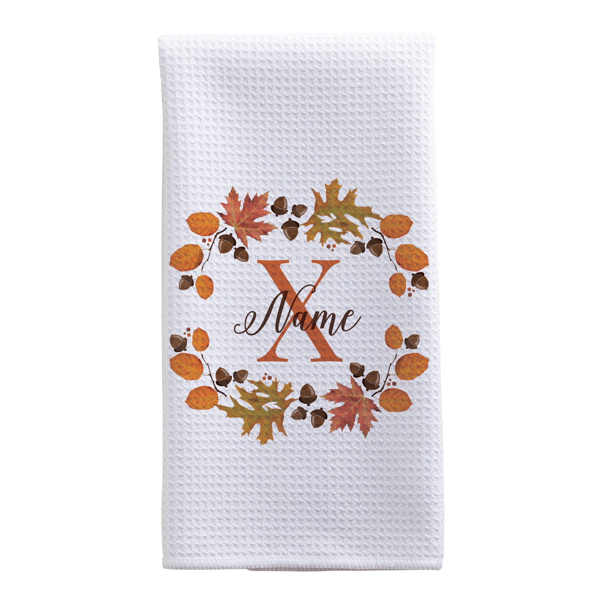 Personalized Autumn Wreath Tea Towel
