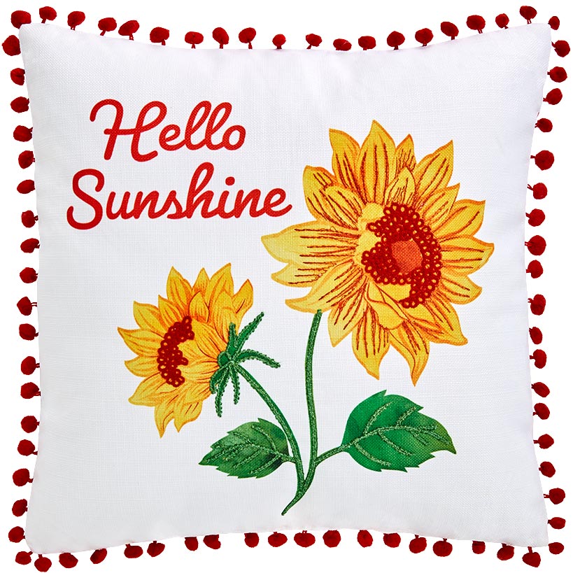 Sunflower Embroidered Decorative Pillow