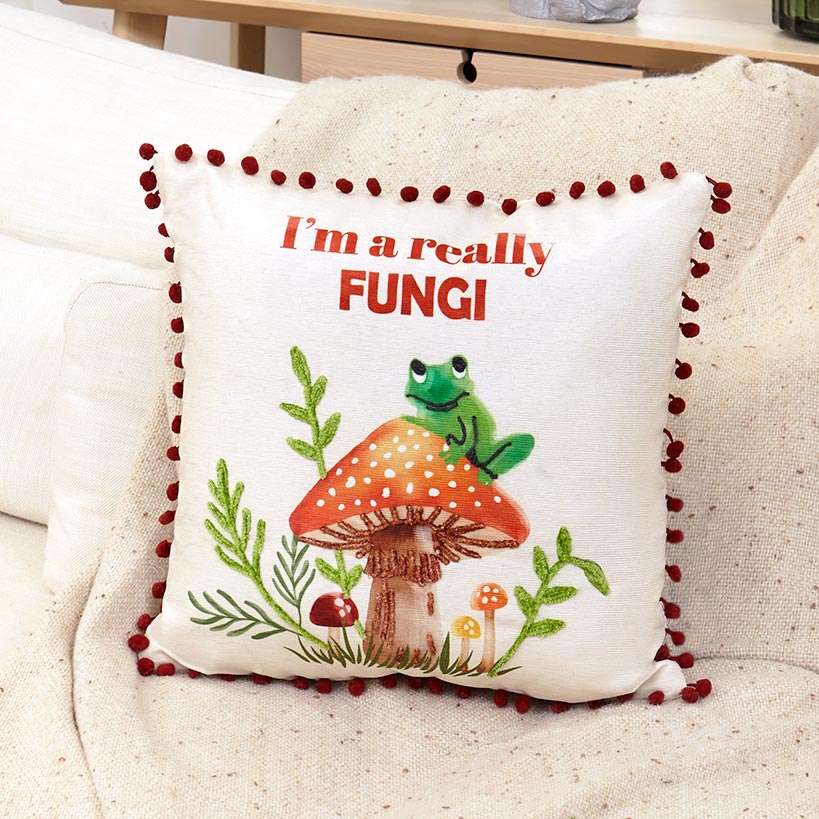 Mushroom Garden Embroidered Decorative Pillow#select-pillow_really-fungi