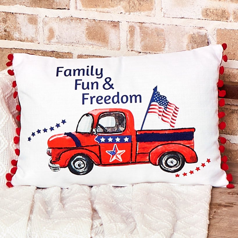 Americana Gnome Embroidered Decorative Pillow#select-pillow_family,-fun,-freedom