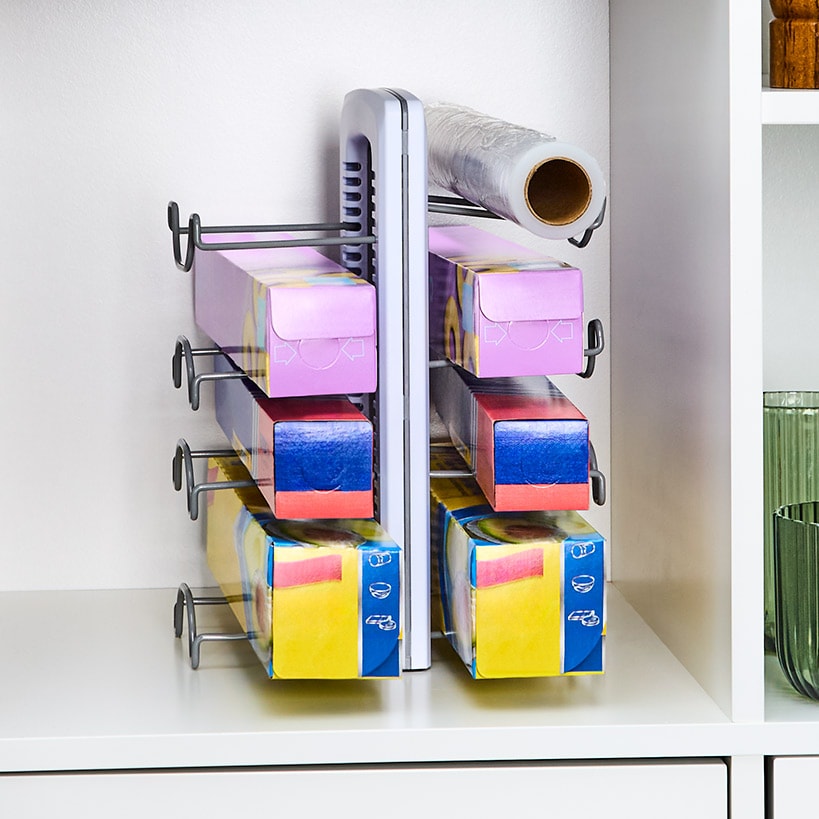Foil and Plastic Wrap Kitchen Organizer - Adjustable