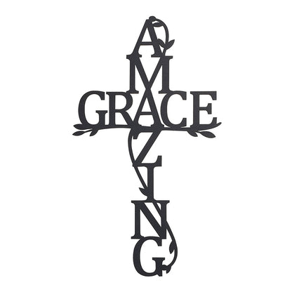 Amzaing Grace Wood Cross Plaque