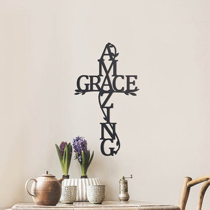 Amzaing Grace Wood Cross Plaque