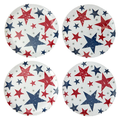 Americana Patriotic Melamine Dinnerware Plates - Set of 4