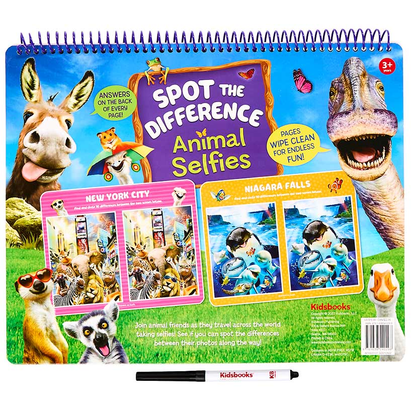 Kidsbooks® Spot the Difference Animal Selfies Write & Wipe Book
