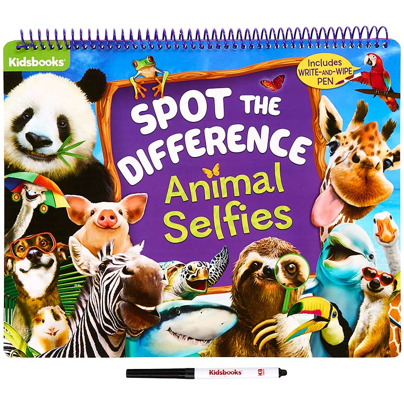 Kidsbooks® Spot the Difference Animal Selfies Write & Wipe Book