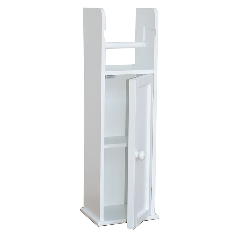 Bathroom Storage Unit with Cupboard and Toilet Paper Dispenser