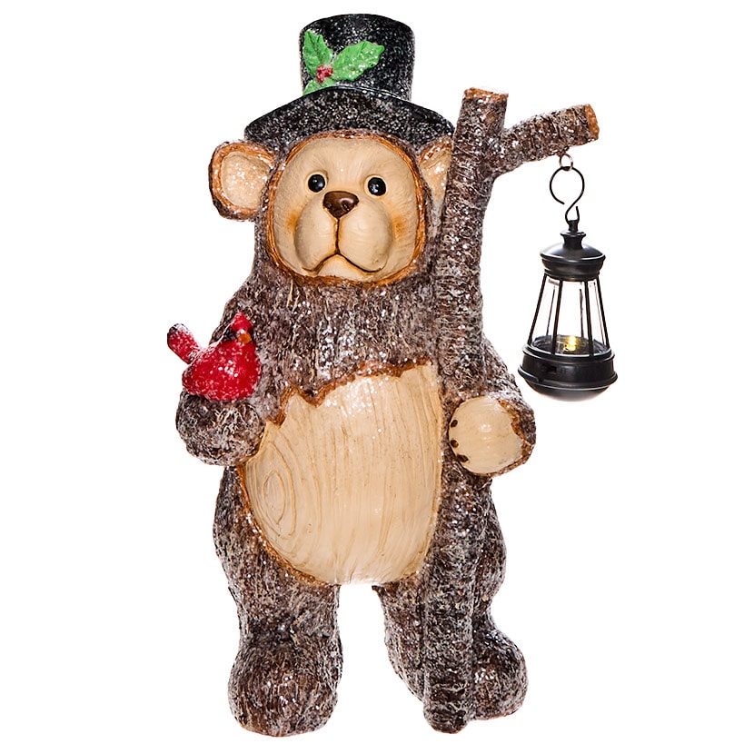 Bear Statue with Solar Lantern