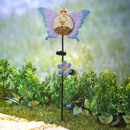 Solar Birdfeeder Stakes Flower or Butterfly