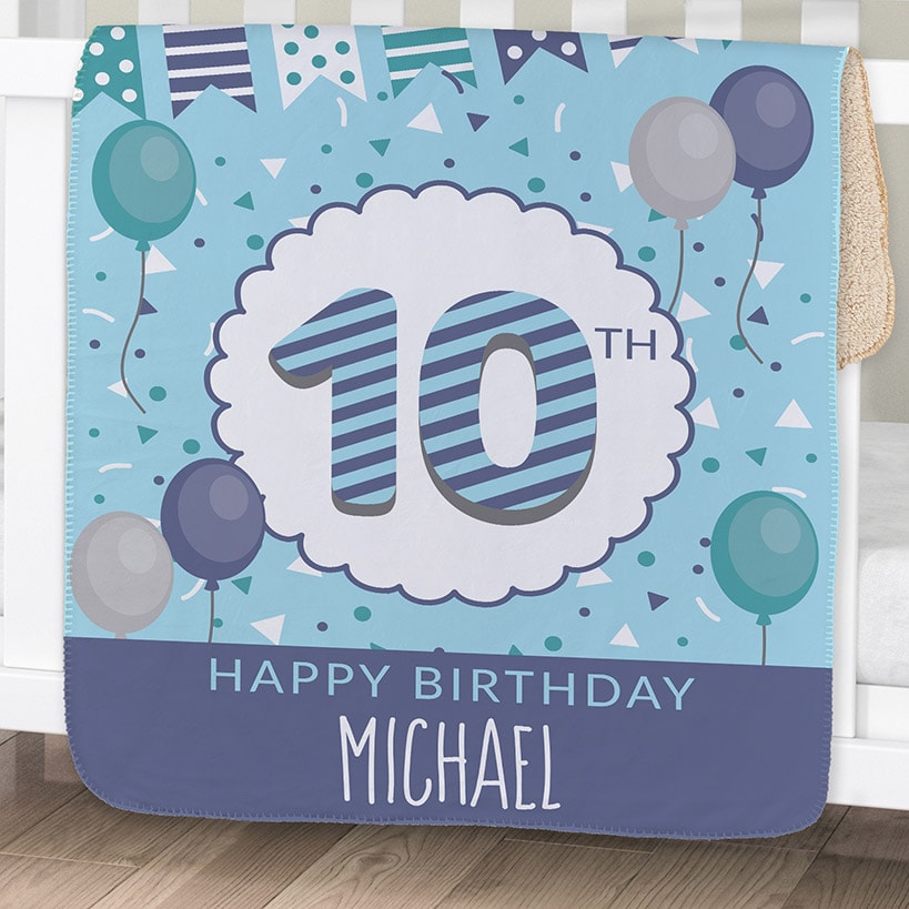 Personalized Birthday Sherpa Throws#select-color_blue