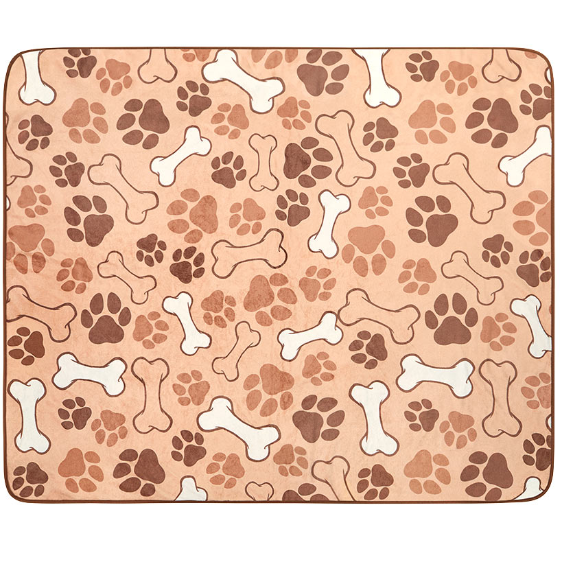 Bones and Paw Prints Pet Blanket Versatile Use At Home Or On The Go