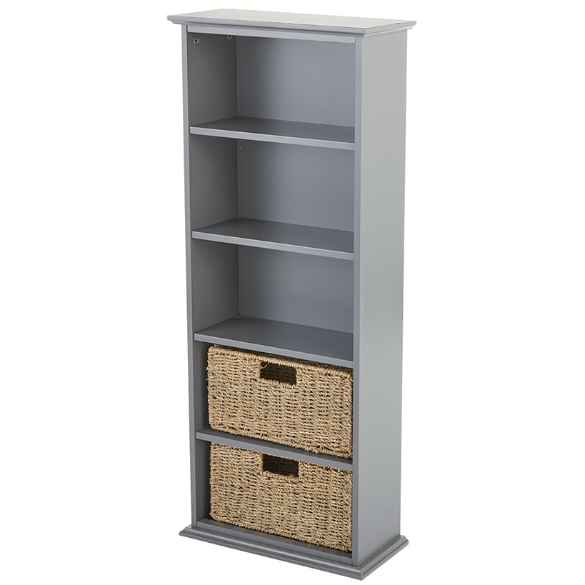 Wooden Shelving Unit with Seagrass Drawers#select-color_gray