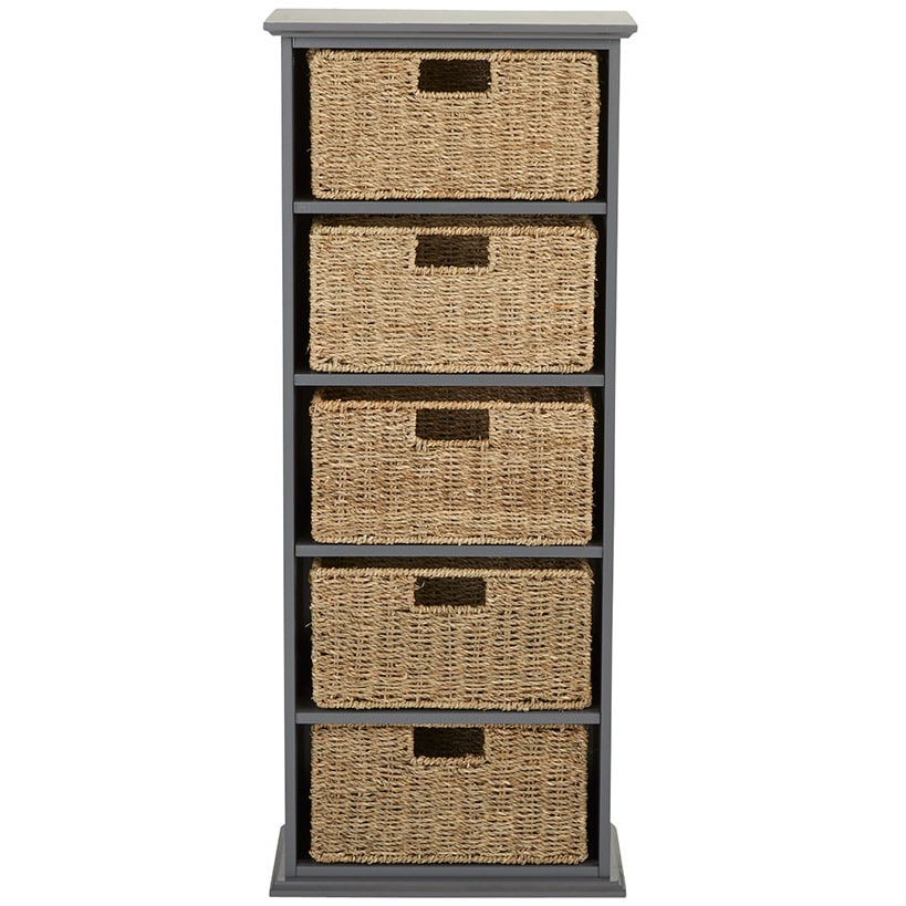 Wooden Shelving Unit with Seagrass Drawers#select-color_gray
