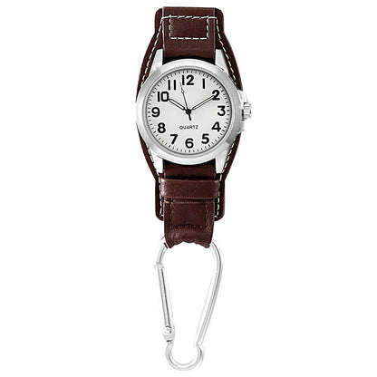 Clip On Analog Watch Brown with Carabiner