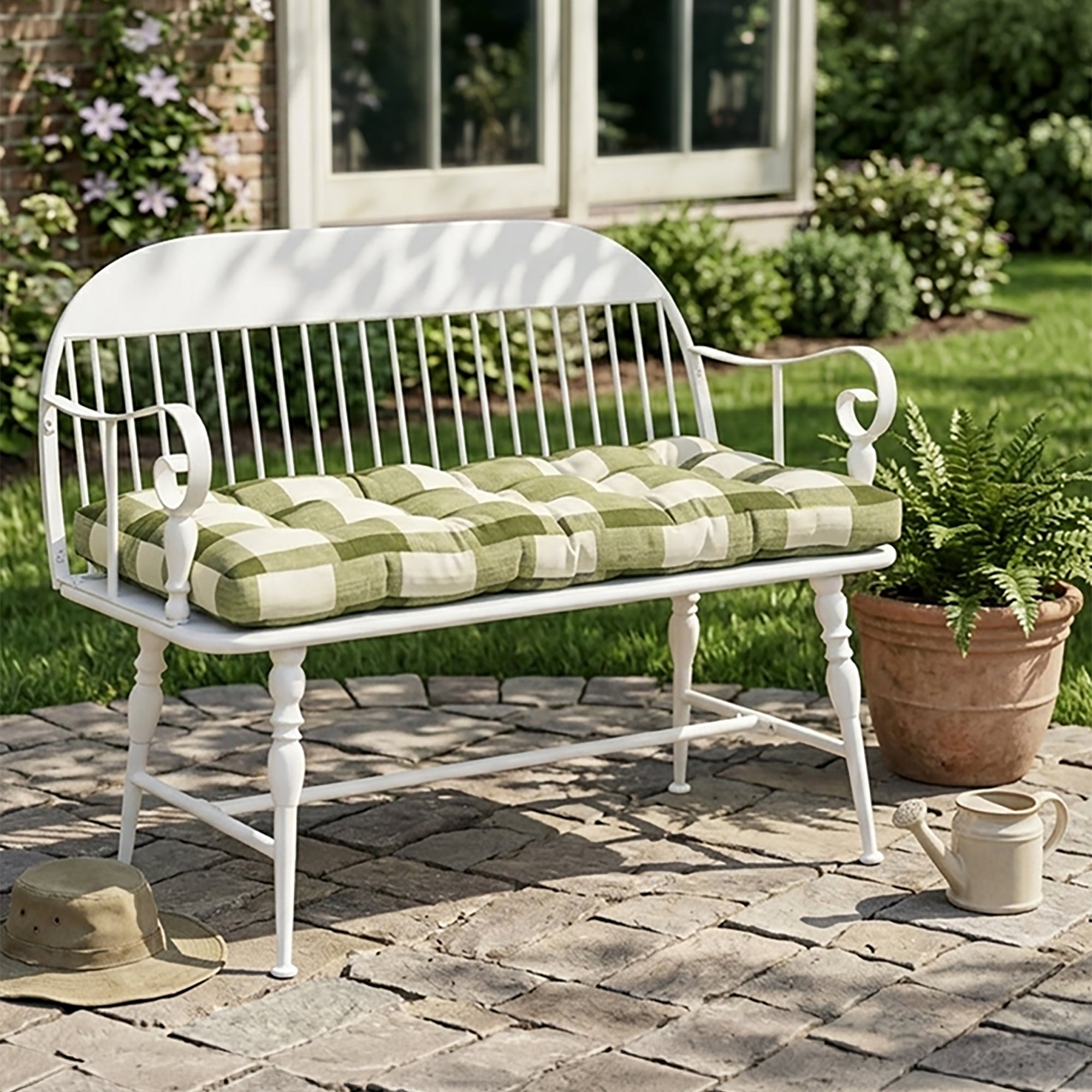 Buffalo Check Bench Cushion in Olive or Red | The Lakeside Collection