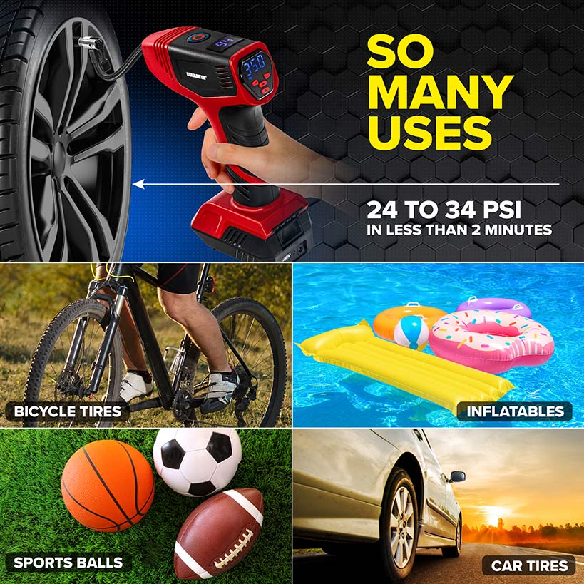 Bullseye™ Pro Rechargeable Tire Inflator - Fast, Portable, and Efficient