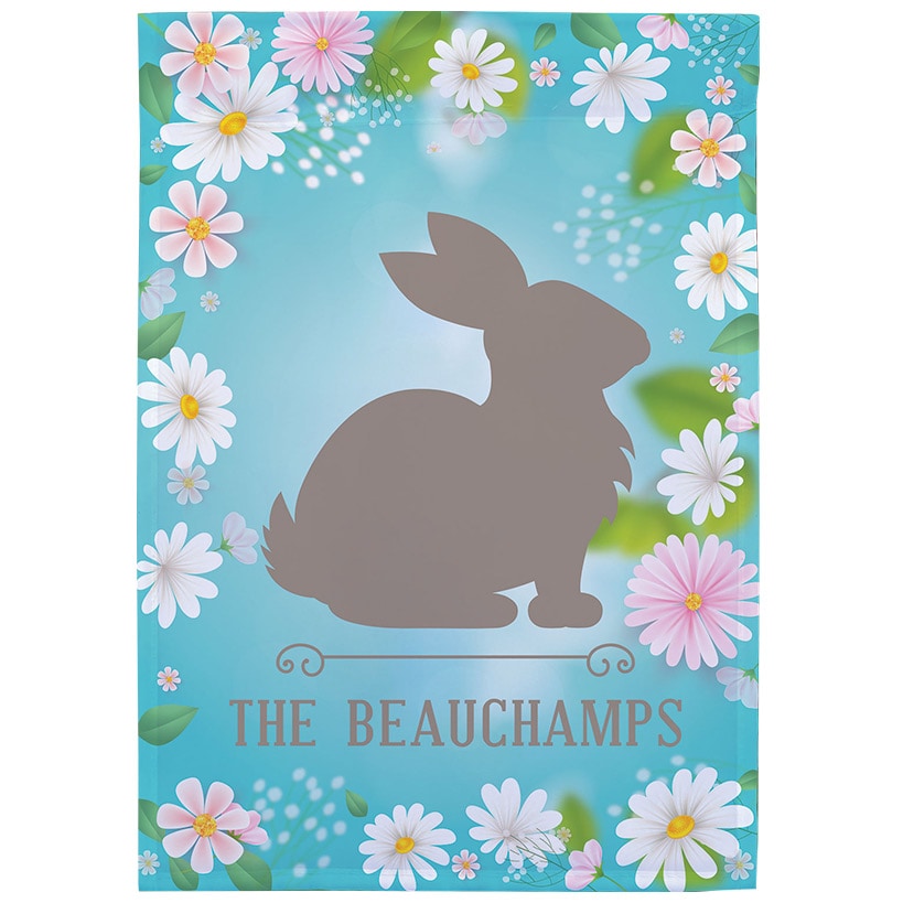 Personalized Daisy with Bunny Silhouette Garden Flag