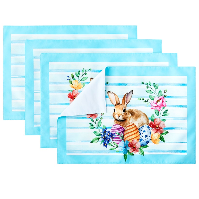 Easter Bunny and Wreath Set of 4 Placemats