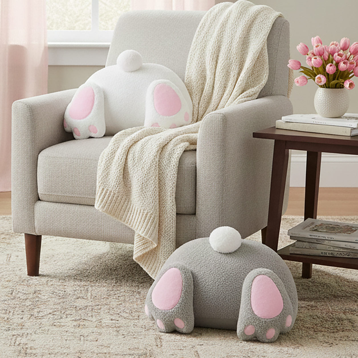 Burrowing Bunny Shaped Decorative Pillow