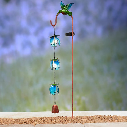 Cascading Flower Solar Garden Stake - Butterfly or Hummingbird