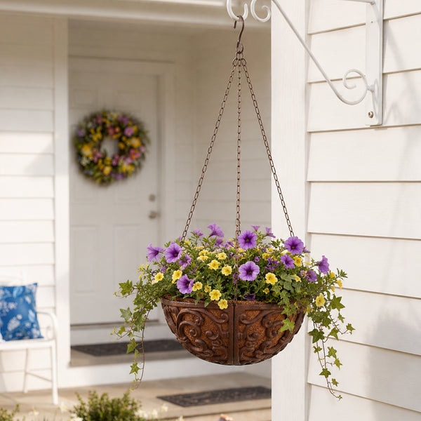 faceted hanging planter Lakeside Cast Iron Hanging Planter