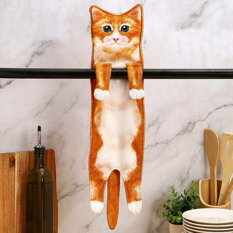 Cat Shaped Decorative Soft And Absorbent Hanging Kitchen Towel#select-color_orange