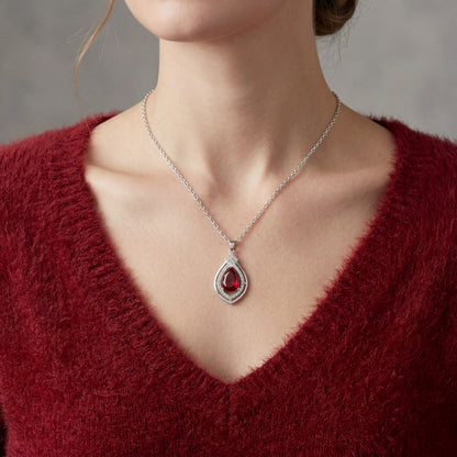 Chalcedony Red Stone Pendant with Chain