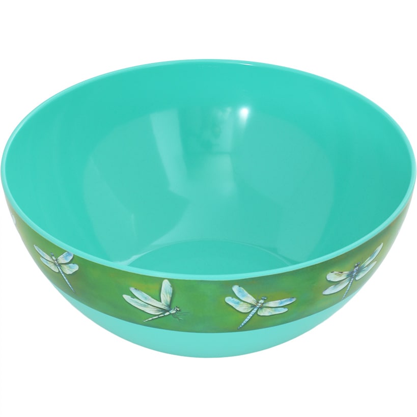 Charming Green Dragonfly Salad Bowl in Melamine
